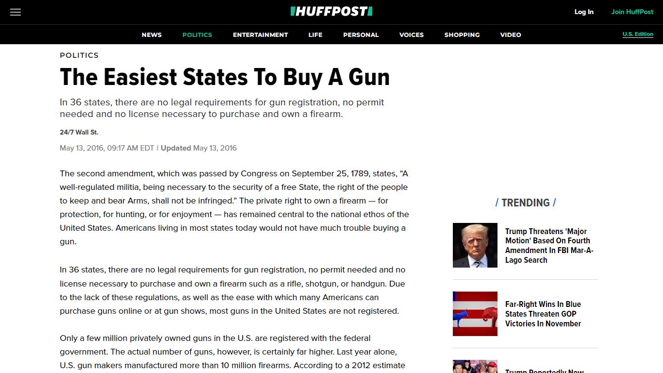 The Easiest States To Buy A Gun | HuffPost Latest News